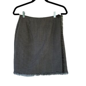 Zara Black and White Houndstooth Fringe Mini Skirt